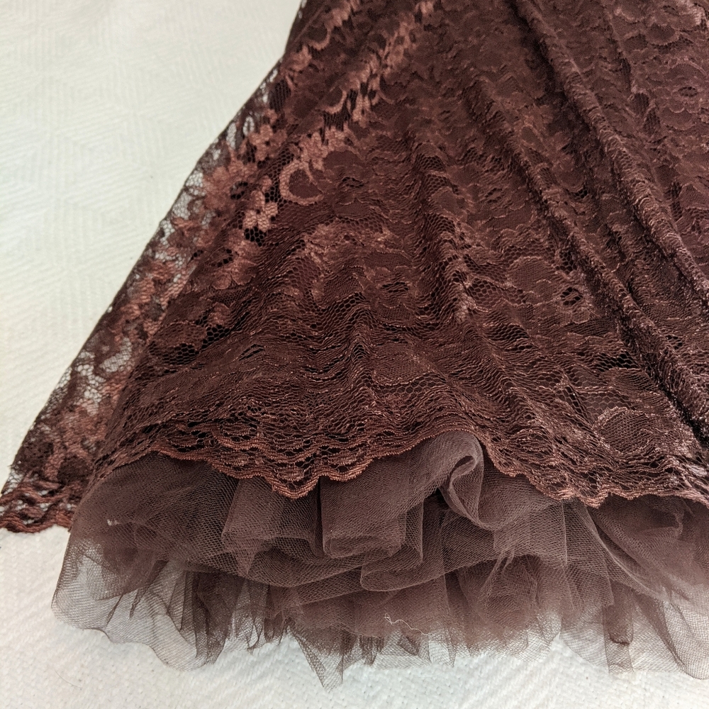 Niki Lavis Strapless Chocolate Brown Lace Cocktail Dress - Picture 7 of 7